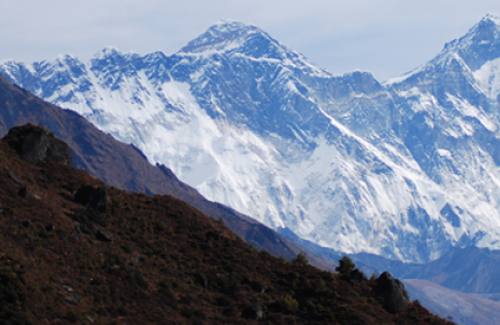 view of Everest on Everest base camp trek